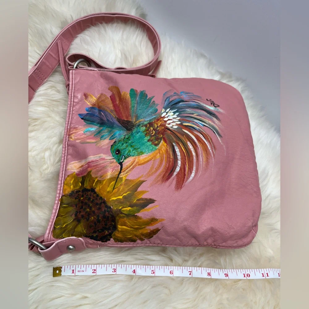 Hand Painted  Vegan leather Crossbody Bag Unbranded - Picture 12 of 13